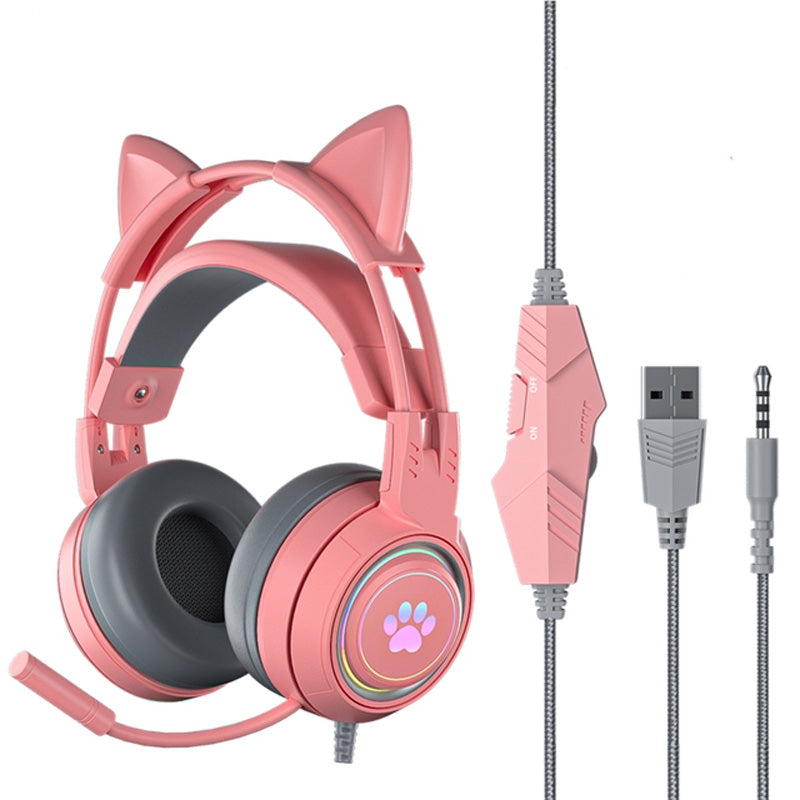 SY-G25 RGB Light Wired Headset Cat Ear Decorated Headphones with Noise Cancelling Mic 3.5mm Gaming Earphones for E-Sports SY-G25 RGB Light Wired Headset Cat Ear Decorated Headphones with Noise Cancelling Mic 3.5mm Gaming Earphones for E-Sports